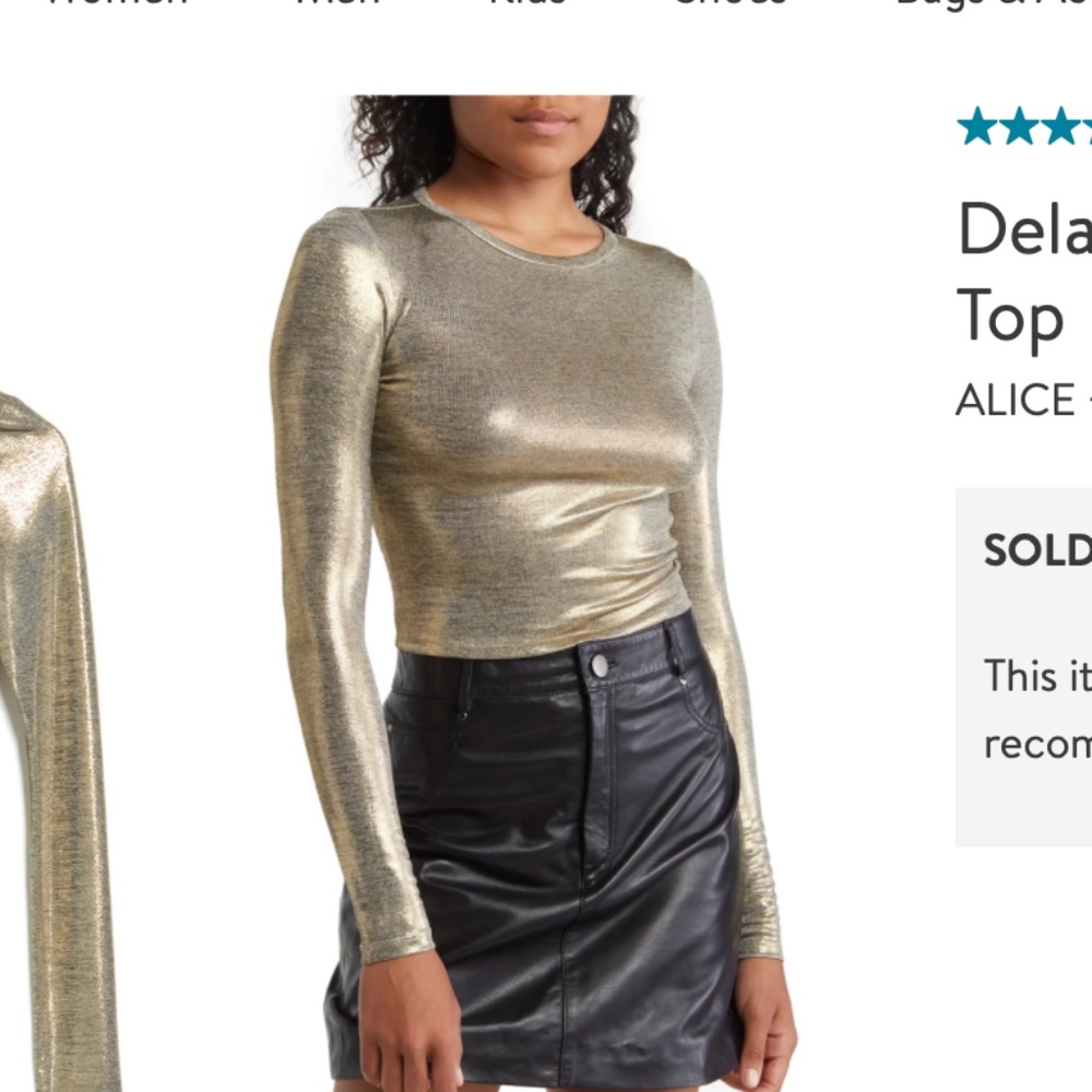 Alice + Olivia Gold Long Sleeve Top